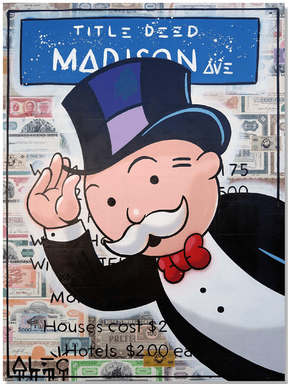 Monopoly Leaning in and Tipping Hat Madison Av.