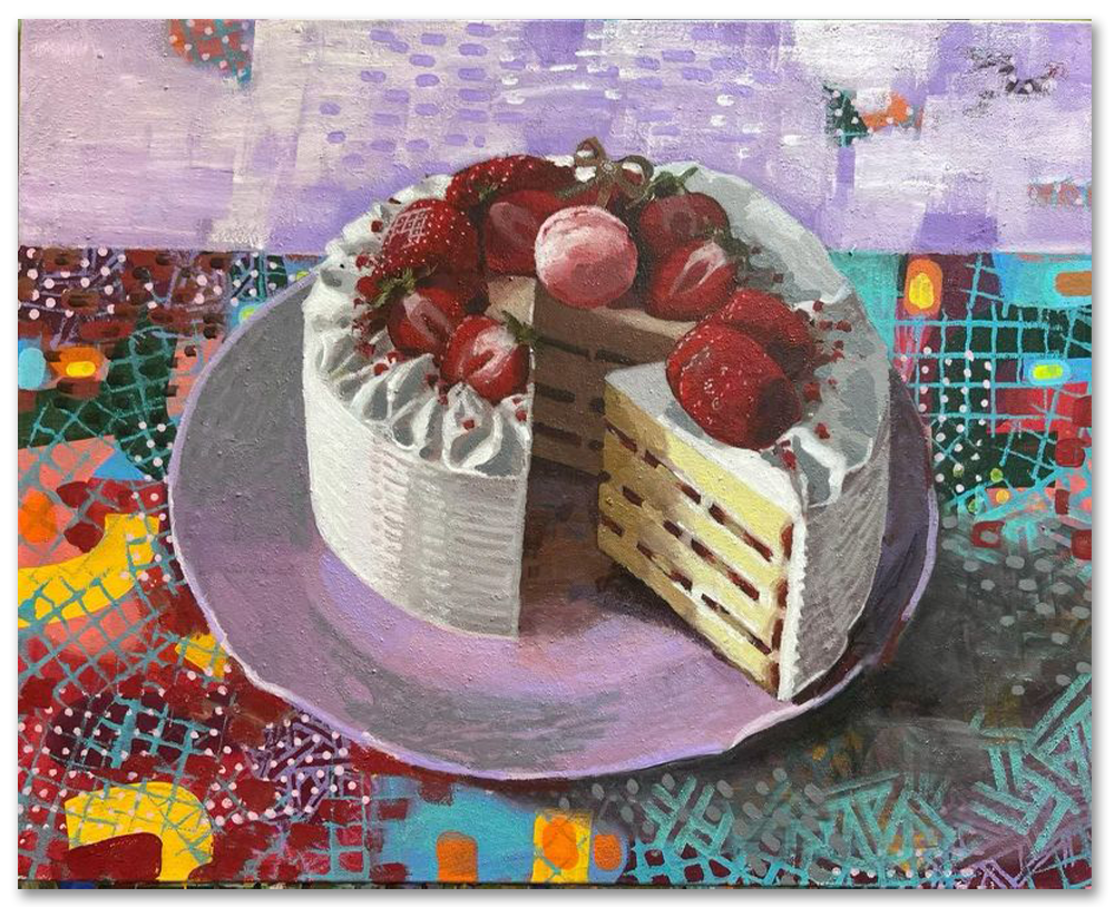 White Cake with Strawberries