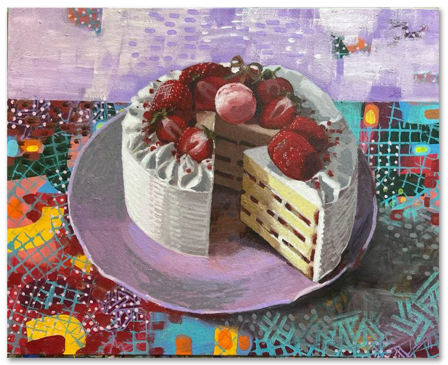 White Cake with Strawberries