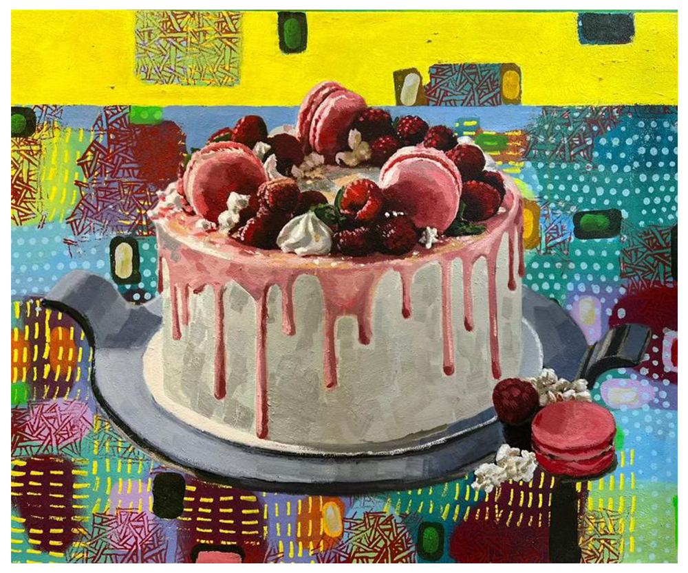 Fruits and Macarones on Cake