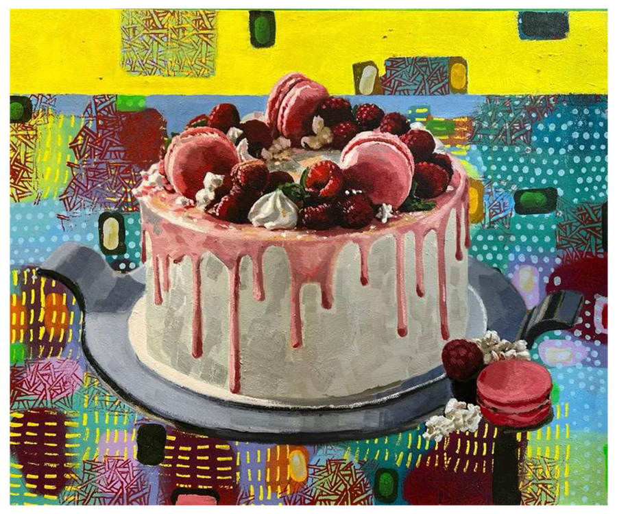Fruits and Macarones on Cake