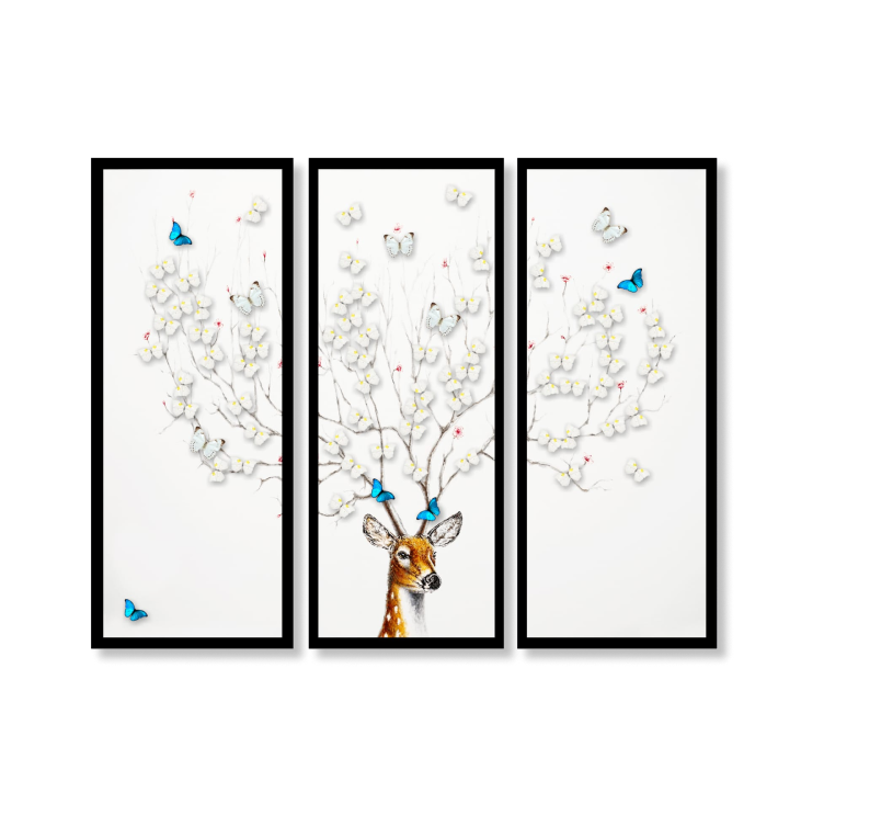 Wish Tree Deer Triptych
