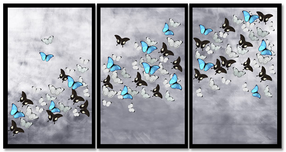 Changes Triptych Black, Blue and White