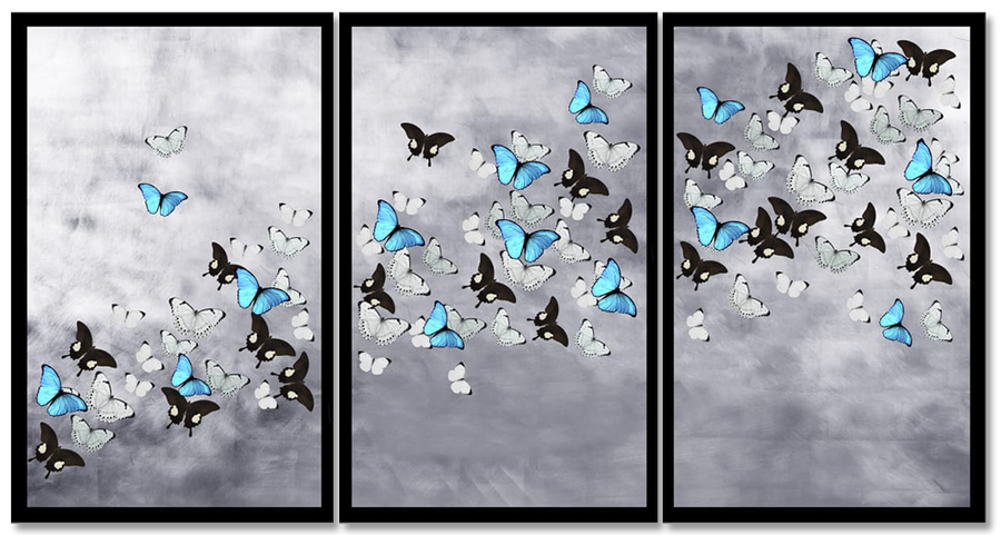 Changes Triptych Black, Blue and White