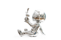 Astronaut Sitting on Floor with Rabbit
