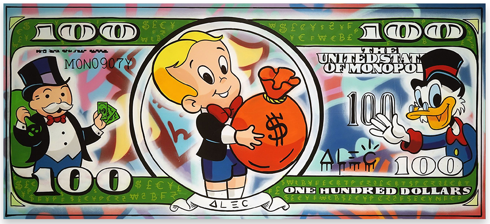 Richie Holding $ Bag and Team Colorful $ 100 Bill