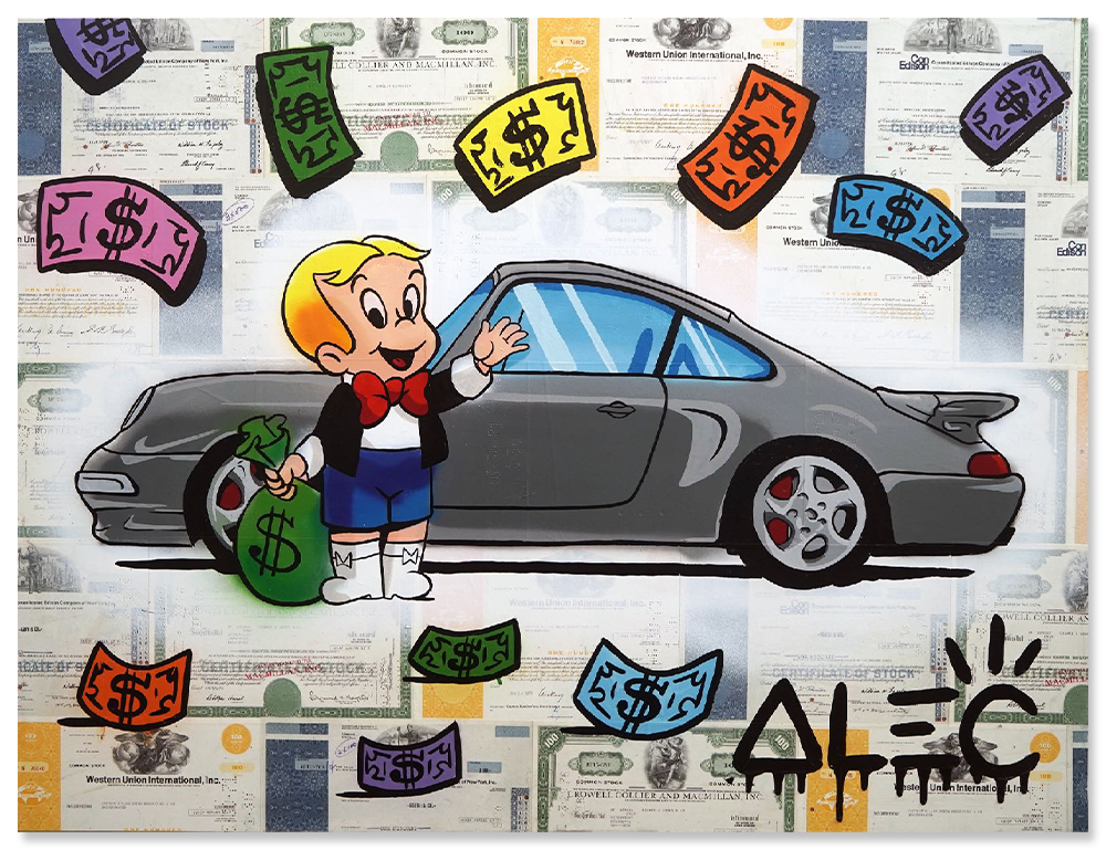 Richie Blue Shorts in Front of Gray German Luxury Car
