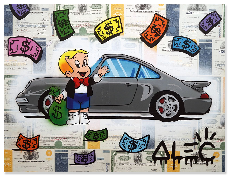 Richie Blue Shorts in Front of Gray German Luxury Car