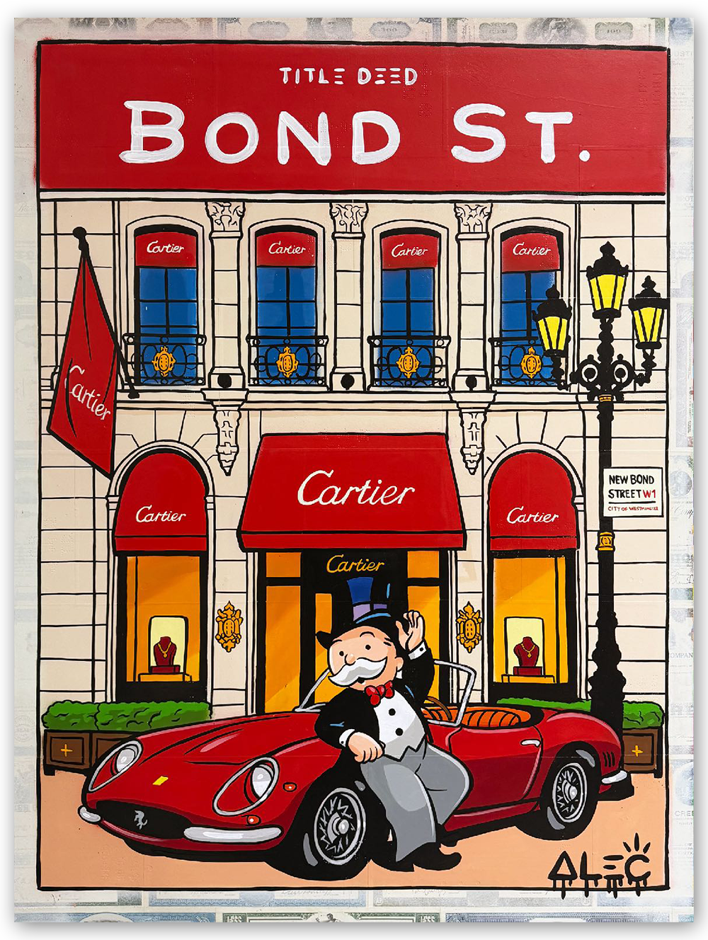 Title Deed Bond Street - Monopoly Parked - Red Car